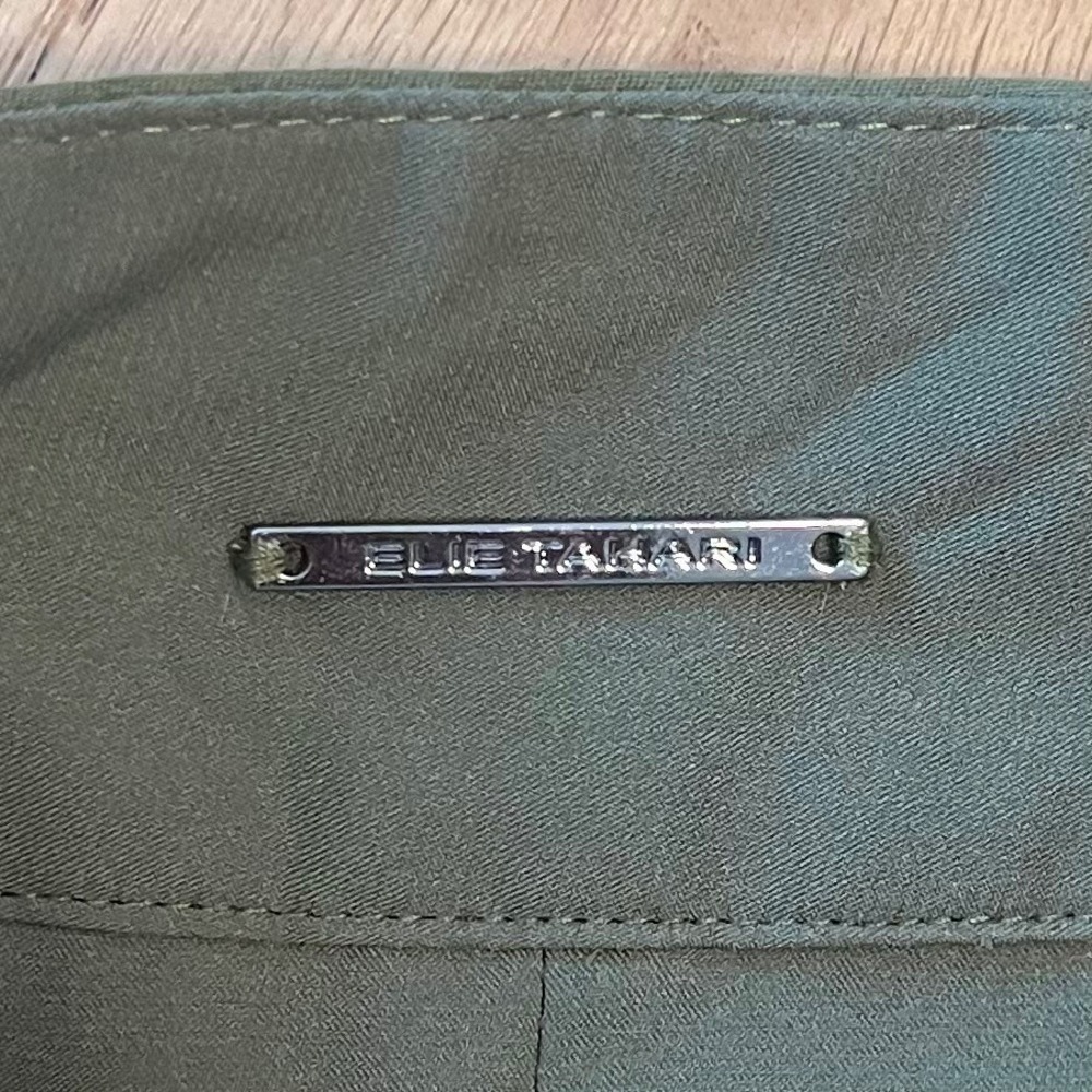 Elie Tahari Daisy Embroidered Poplin Midi Skirt Olive Green Boho-Chic Size 6 - Picture 5 of 10